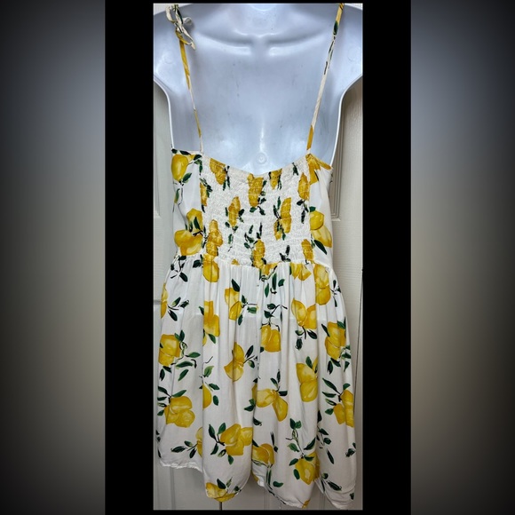 KATE SPADE Lemon Beach Romper Yellow Summer Smocked Spaghetti Strap Small - Picture 5 of 9